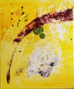 Peinture intuitive jaune abstraite création énergétique Atika Valady